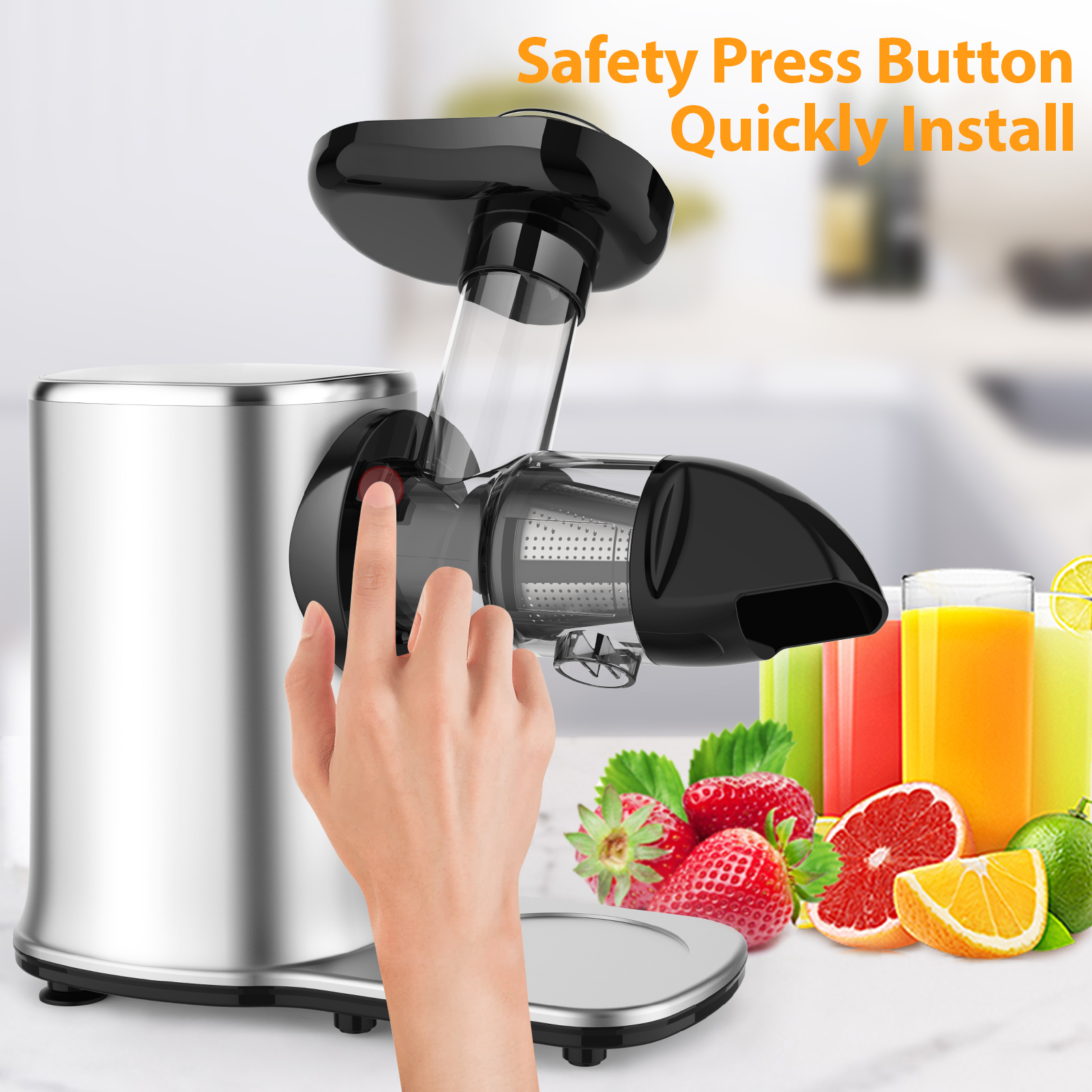 Vpcok Direct Estrattore di Succo a Freddo 11 in 1 Estrattore Succo  Silenzioso con 2 Velocità e Funzione Inversa Pre-Pulizia Senza BPA,PFOA per  Erba di Grano Sedano Frutta Succhi con Ricettario e